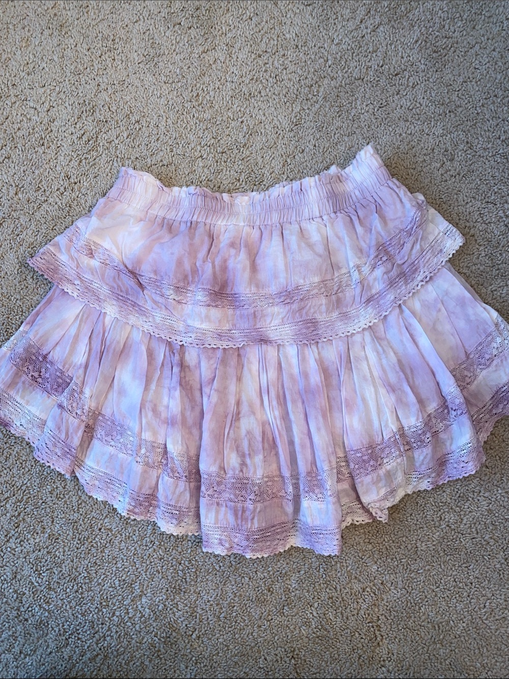 LoveShackFancy Lavender Ruffle Mini Skirt - Picture 2 of 5